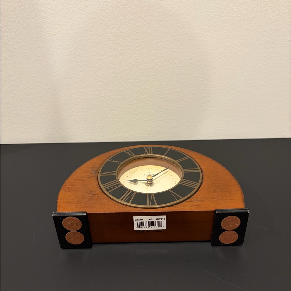 Bulova Brown and Black Arch Mantel Clock - Picture 5 of 5